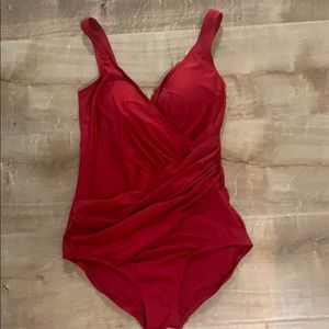 Red swimwear- women’s one piece